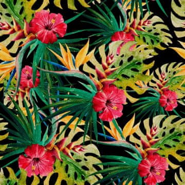 VANJSKI DEKOSTOFFE OXFORD - Motiv Tropische Blumen und Blätter