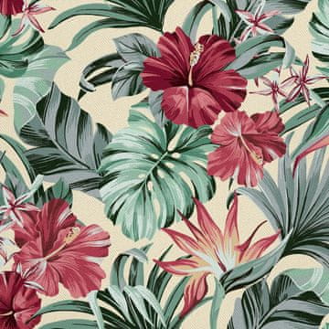VANJSKI DEKOSTOFFE OXFORD - Motiv Hibiskus auf den Blättern