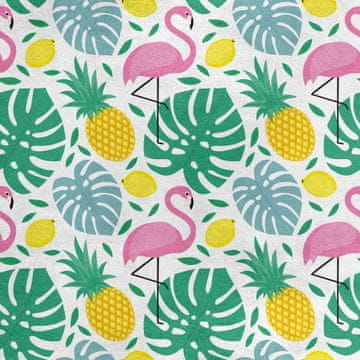 Royal Samt Stoff Polyester Zum Nähen - Motiv Ananas Palme Flamingo