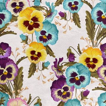 Royal Samt Stoff Polyester Zum Nähen - Motiv mehrfarbige Stiefmütterchen