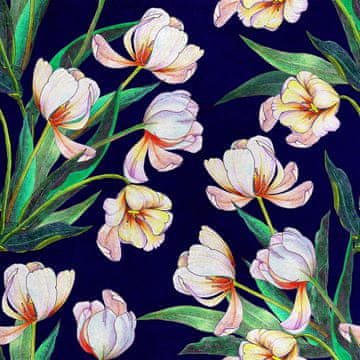 Royal Samt Stoff Polyester Zum Nähen - Motiv Strauß Tulpen