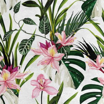 Royal Samt Stoff Polyester Zum Nähen - Motiv Rosa Oleander