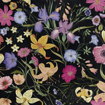Royal Samt Stoff Polyester Zum Nähen - Motiv Feld von Blumen 2