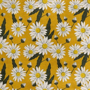Royal Samt Stoff Polyester Zum Nähen - Motiv Gänseblümchen auf gelbem