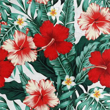 Royal Samt Stoff Polyester Zum Nähen - Motiv Hibiskus chinesische Rose