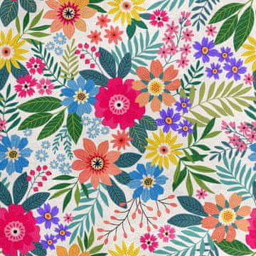 Royal Samt Stoff Polyester Zum Nähen - Motiv Bunte Blumen 4