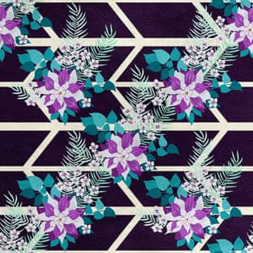Royal Samt Stoff Polyester Zum Nähen - Motiv Blumenarrangement