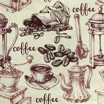 Royal Samt Stoff Polyester Zum Nähen - Motiv Kaffee
