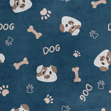 Royal Samt Stoff Polyester Zum Nähen - Motiv Pfoten Knochen Hunde 2