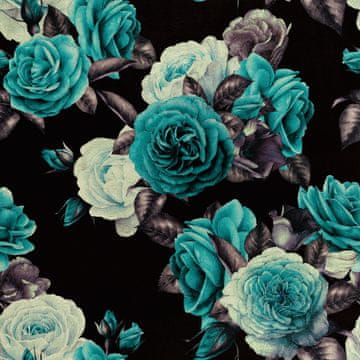 Royal Samt Stoff Polyester Zum Nähen - Motiv Rosen Aquarell 3