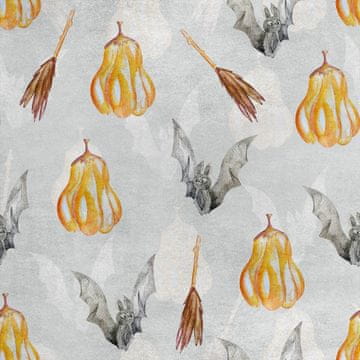 Royal Samt Stoff Polyester Zum Nähen - Motiv Fledermaus und Kürbis