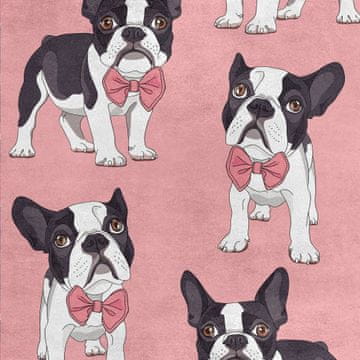 Royal Samt Stoff Polyester Zum Nähen - Motiv Bulldogge mit einer Fliege