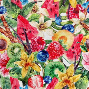 Royal Samt Stoff Polyester Zum Nähen - Motiv Bemalte Früchte