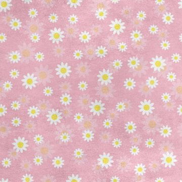 Royal Samt Stoff Polyester Zum Nähen - Motiv Gänseblümchen auf einem rosa