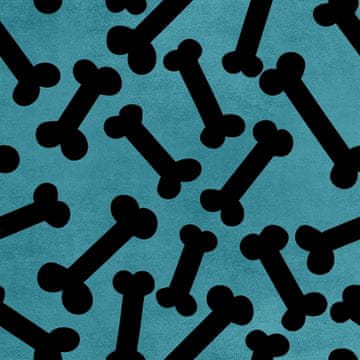 Royal Samt Stoff Polyester Zum Nähen - Motiv schwarze Würfel auf blauem