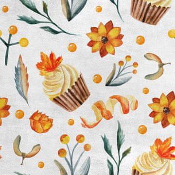 Royal Samt Stoff Polyester Zum Nähen - Motiv Kuchen und Blumen