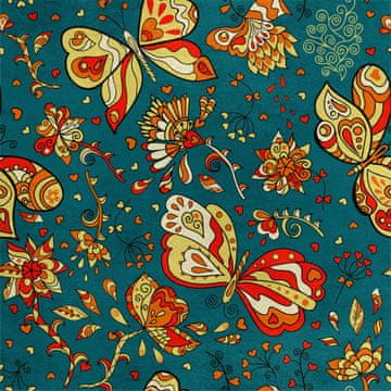 Royal Samt Stoff Polyester Zum Nähen - Motiv abstrakte Blumen und Schmetterlinge
