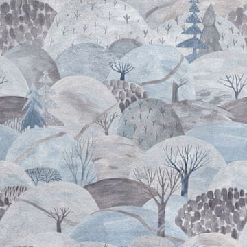Royal Samt Stoff Polyester Zum Nähen - Motiv Winterwald