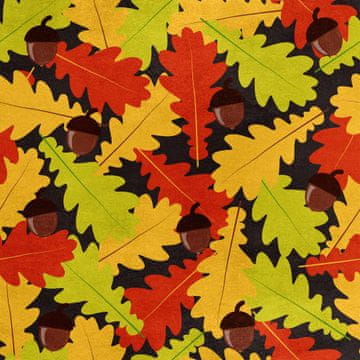 Royal Samt Stoff Polyester Zum Nähen - Motiv Eichenlaub und Eicheln im Herbst
