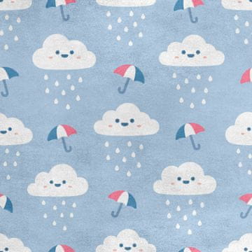 Royal Samt Stoff Polyester Zum Nähen - Motiv Regenschirm und Regenwolken