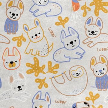 Royal Samt Stoff Polyester Zum Nähen - Motiv Hunde und Faultiere
