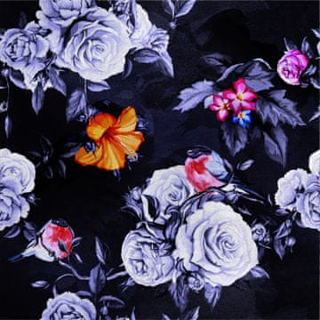 Royal Samt Stoff Polyester Zum Nähen - Motiv Rosen und Vögel