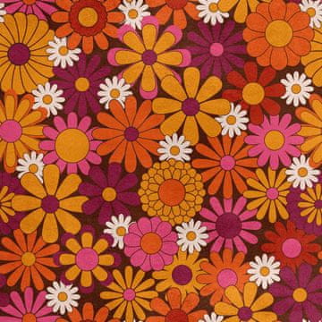 Royal Samt Stoff Polyester Zum Nähen - Motiv Bunte Gänseblümchen 2
