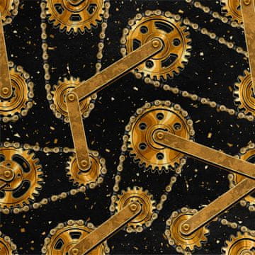 Royal Samt Stoff Polyester Zum Nähen - Motiv Kette mit Zahnrädern