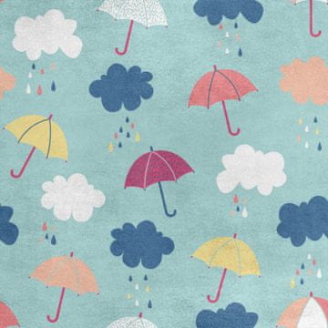 Royal Samt Stoff Polyester Zum Nähen - Motiv Regenschirme und Regenwolken 2