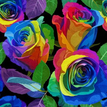 Royal Samt Stoff Polyester Zum Nähen - Motiv Regenbogenrosen