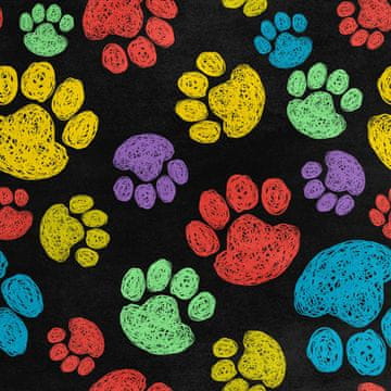Royal Samt Stoff Polyester Zum Nähen - Motiv gemalte Pfotenabdrücke 2