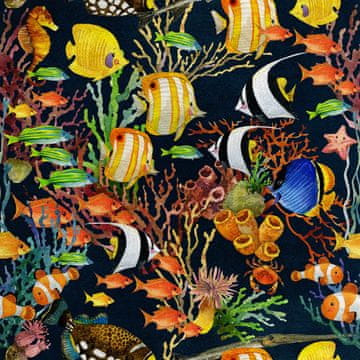 Royal Samt Stoff Polyester Zum Nähen - Motiv Fisch
