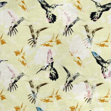 Royal Samt Stoff Polyester Zum Nähen - Motiv Aquarellkolibri 2