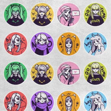 Royal Samt Stoff Polyester Zum Nähen - Motiv Anime-Mädchen-Aufkleber