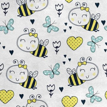 Royal Samt Stoff Polyester Zum Nähen - Motiv Bienen und Schmetterlinge