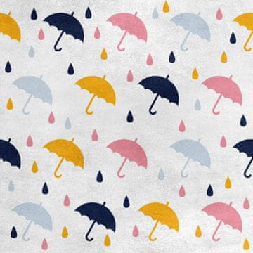 Royal Samt Stoff Polyester Zum Nähen - Motiv Regenschirme und Regentropfen