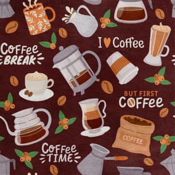 Royal Samt Stoff Polyester Zum Nähen - Motiv Kaffee 2