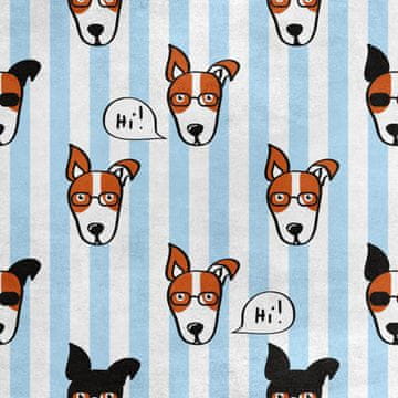 Royal Samt Stoff Polyester Zum Nähen - Motiv Hund mit Brille
