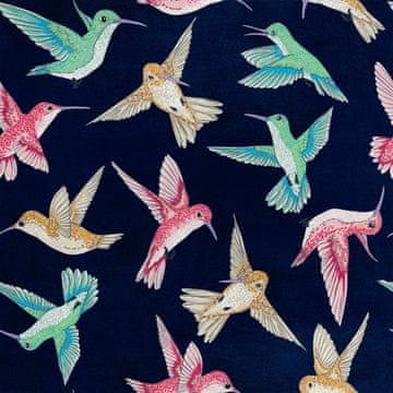 Royal Samt Stoff Polyester Zum Nähen - Motiv rebele Kolibris