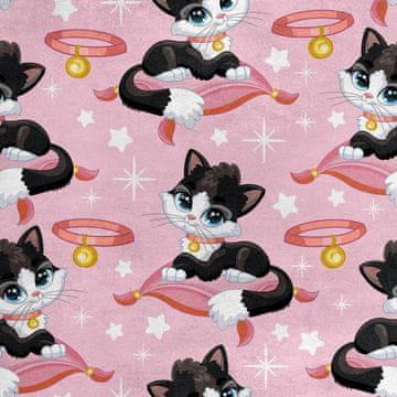 Royal Samt Stoff Polyester Zum Nähen - Motiv schwarzes Kätzchen auf dem Kissen