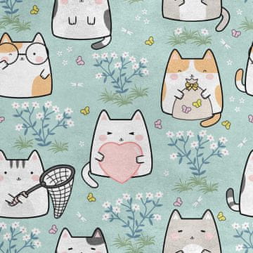Royal Samt Stoff Polyester Zum Nähen - Motiv Katze auf der Wiese