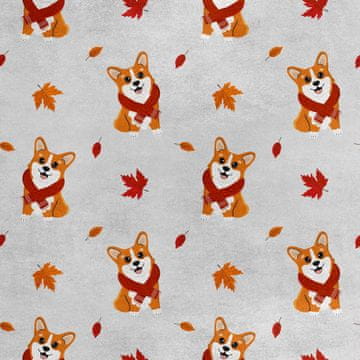 Royal Samt Stoff Polyester Zum Nähen - Motiv Corgi-Hund in einem Schal