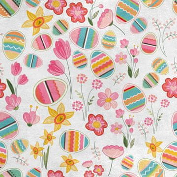 Royal Samt Stoff Polyester Zum Nähen - Motiv Bunte Ostereier