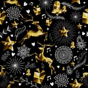 Royal Samt Stoff Polyester Zum Nähen - Motiv Rentiere, Weihnachten