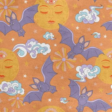 Royal Samt Stoff Polyester Zum Nähen - Motiv Fledermaus und Vollmond
