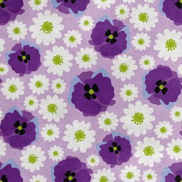 Royal Samt Stoff Polyester Zum Nähen - Motiv Gänseblümchen und Mohnblumen