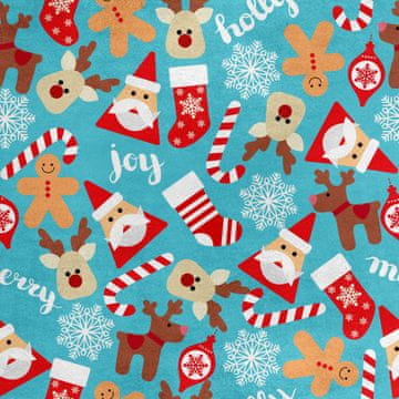 Royal Samt Stoff Polyester Zum Nähen - Motiv Weihnachten auf blauem