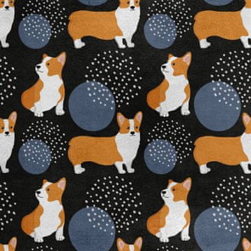 Royal Samt Stoff Polyester Zum Nähen - Motiv Corgi-Hund