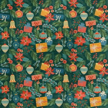 Royal Samt Stoff Polyester Zum Nähen - Motiv Weihnachtsschmuck und Geschenke