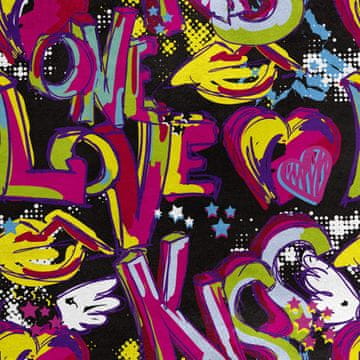 Royal Samt Stoff Polyester Zum Nähen - Motiv Liebe Graffiti